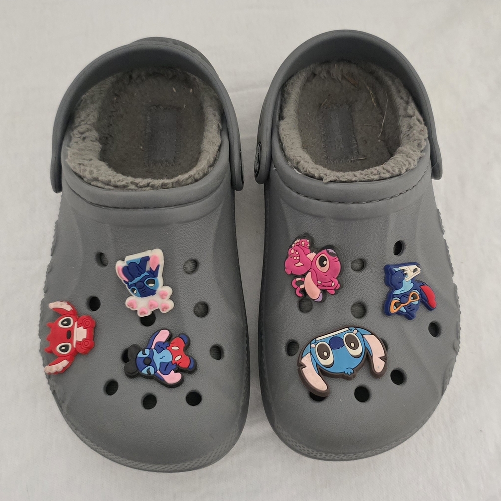 CROCS Gray Clogs with Jibitz